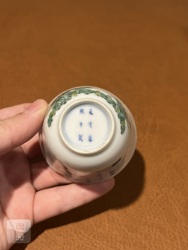 清康熙 青花五彩水仙花神杯 - 图9